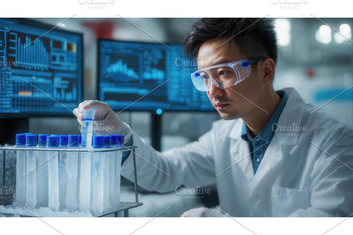 Scientist in a laboratory conducting, an Illustration by tilialucida