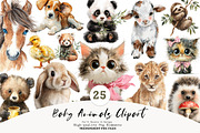 Watercolor Baby Animals Clipart, a Seasonal Illustration by CreationArt (Thumbnail 1 of 7)