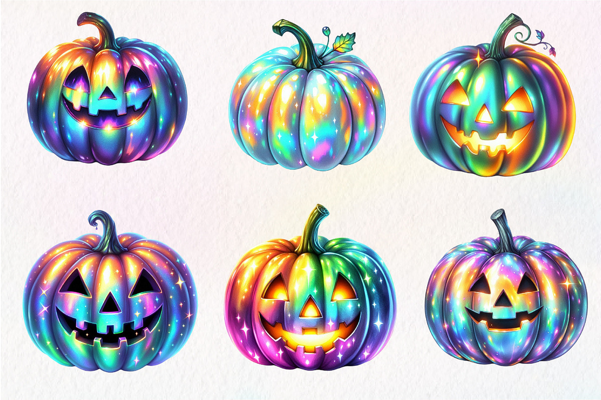 Halloween Pumpkin Iridescent Clipart, an Illustration by Dream Creation (Photo 3 of 6)