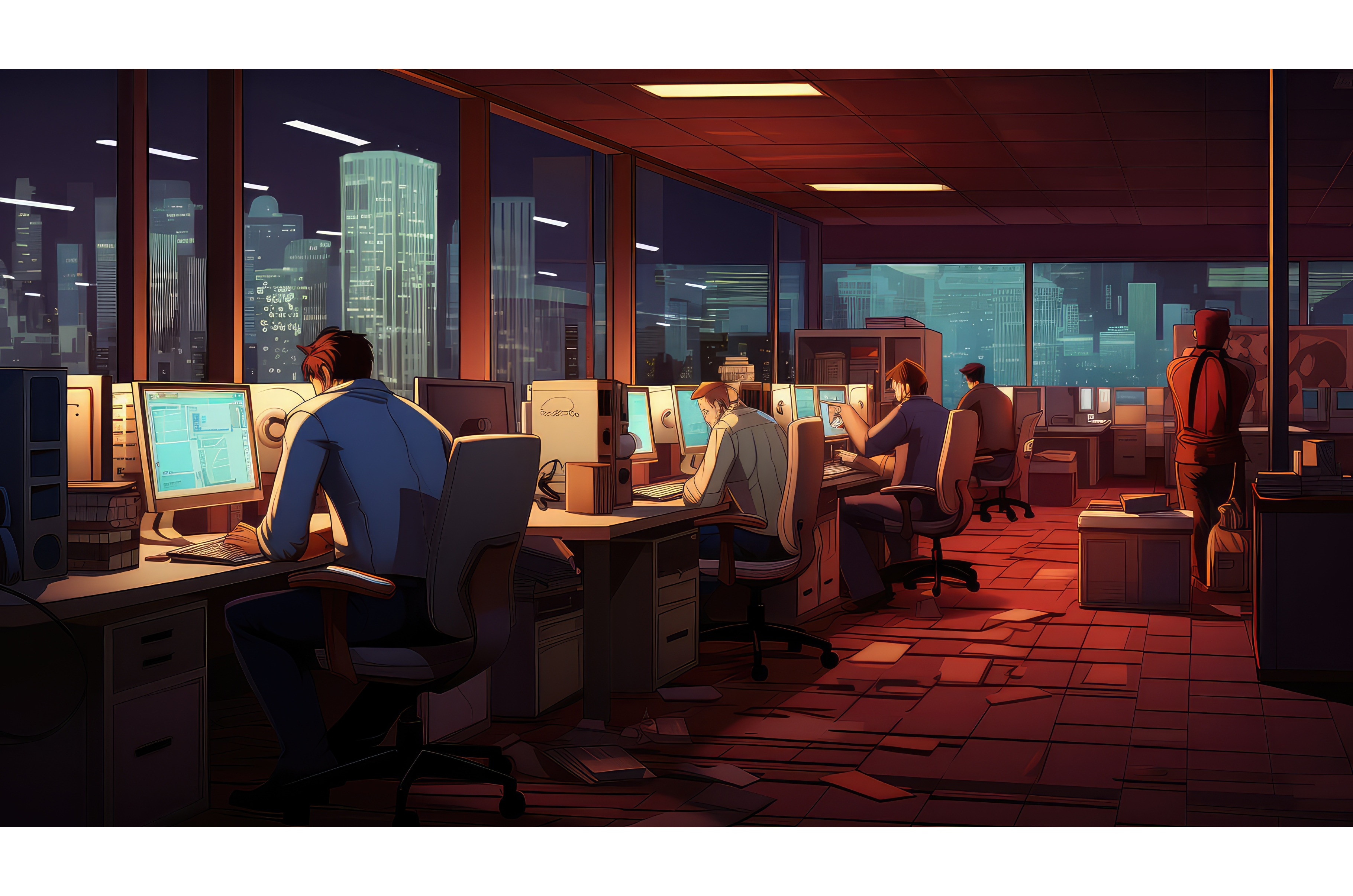 A office cubicle scene with, a Business Photo by Aimagenarium@gmail.com