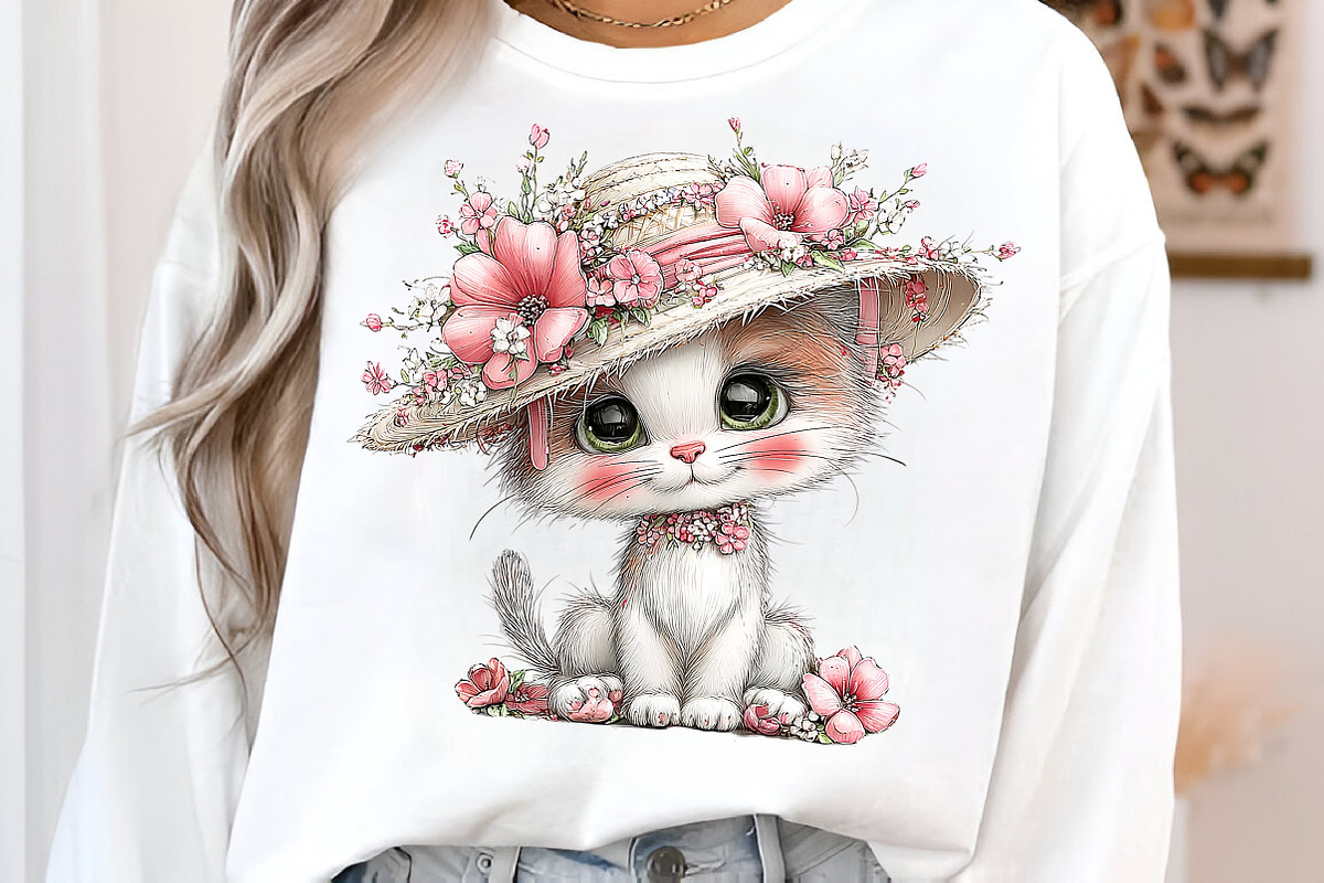 Whimsical Summer Cat Clipart, an Illustration by SinaCreation (Photo 4 of 7)