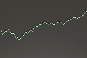 Minimalist Green Line Chart Showing Uptrend on Dark Background, a Business Photo by RF Images