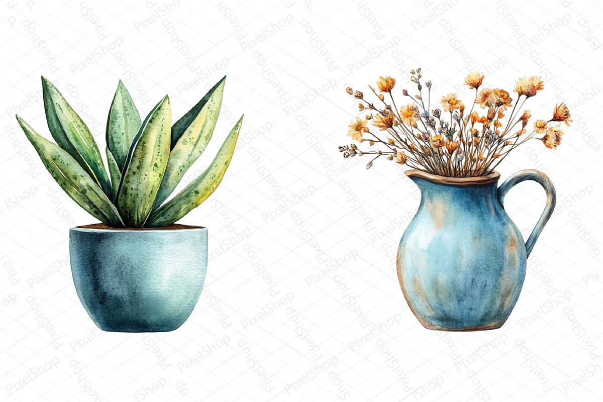 Watercolor Home Decor Clipart Bundle, an Illustration by DreamPrint404 (Photo 2 of 7)