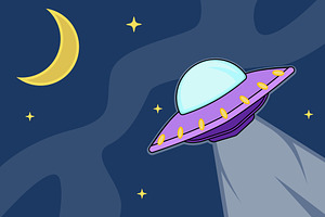 UFO in outer space vector design, a Technology Illustration by zyxroun shop