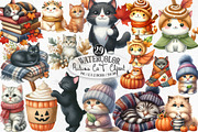 Watercolor Autumn CAT Clipart, an Illustration by Designking (Thumbnail 1 of 4)