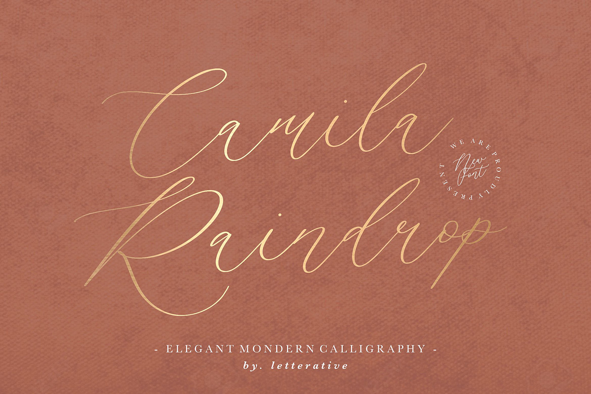Camila Raindrop - Elegant Font, a Script Font by Letterative Studio (Photo 1 of 7)