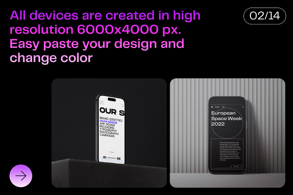 iPhone 14 pro mockups - v1, an iPhone Mockup by Creatoom (Photo 2 of 12)