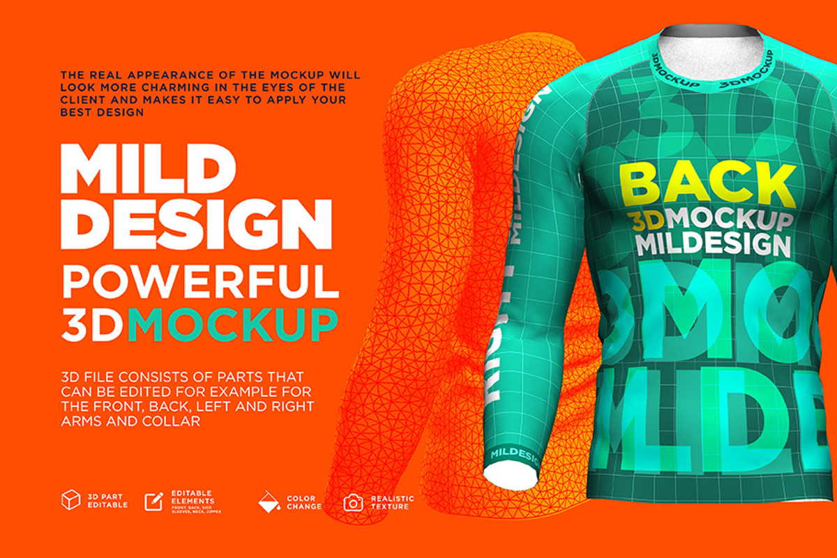 Raglan T-Shirt - 3D Mockup (Long), a Shirt Mockup by Mildstudio (Photo 4 of 7)