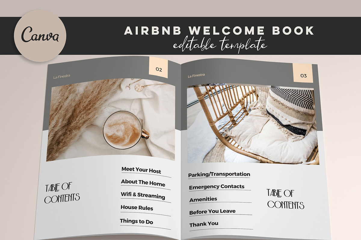 Air Bnb Welcome Book Canva Template, a Brochure Template by Design House (Photo 3 of 10)