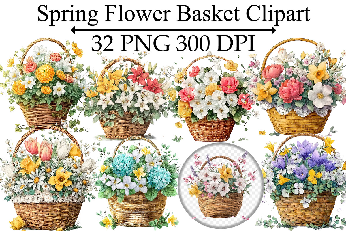 Spring Flower Basket Clipart, an Illustration by Design Market (Photo 1 of 5)