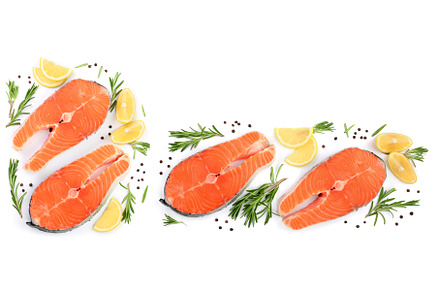 Slice of red fish salmon with lemon, a Food & Drink Photo by NataPhoto