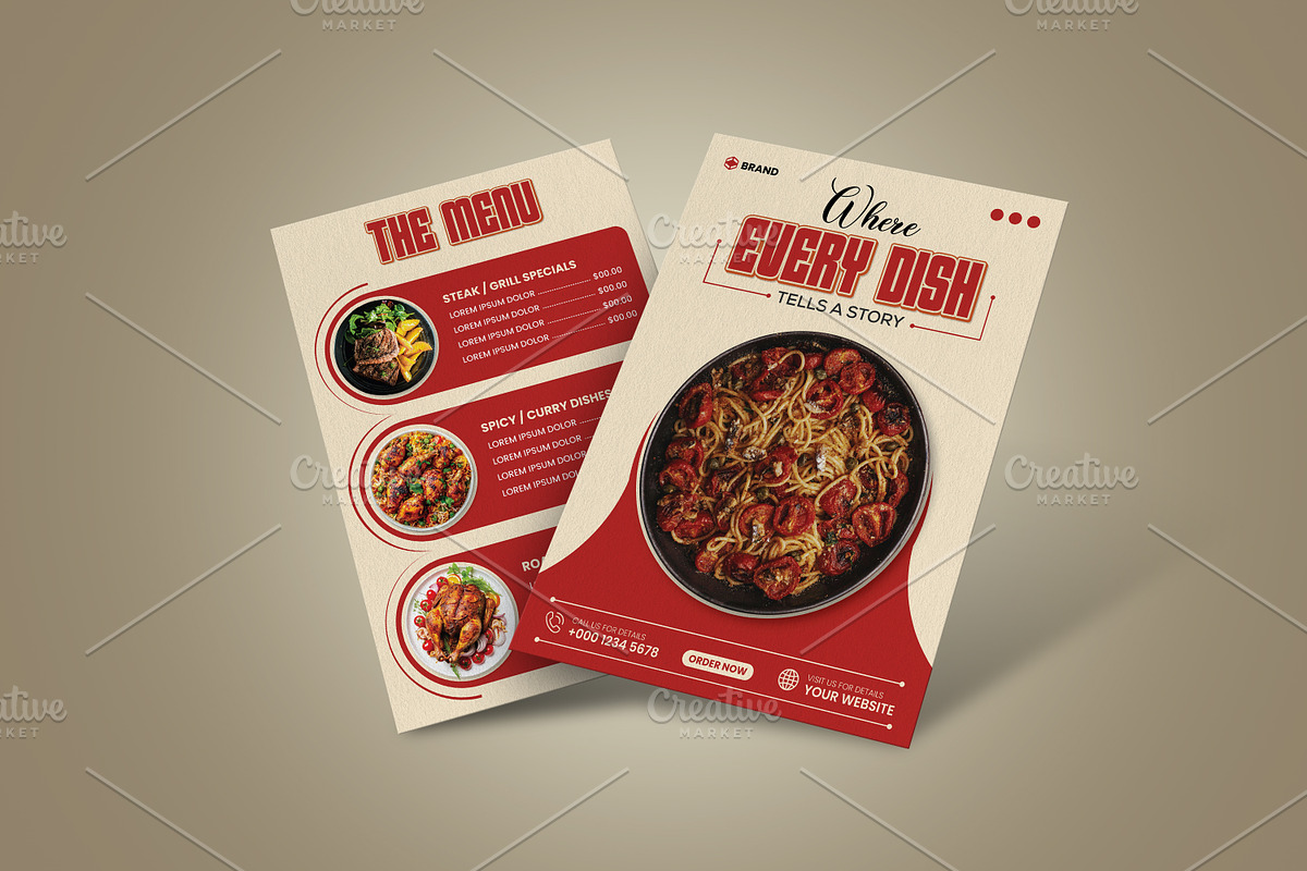 2-Sided Food Menu Flyer Template