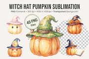 Witch Hat Pumpkin Sublimation, an Illustration by Artnoy (Thumbnail 1 of 8)
