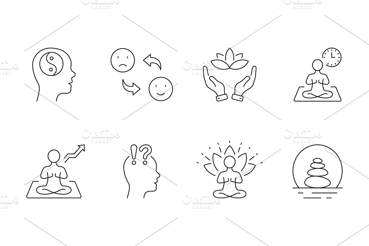 Yoga, Lotus, Zen And Wellness Icons, an Object Illustration by Gentle Studio