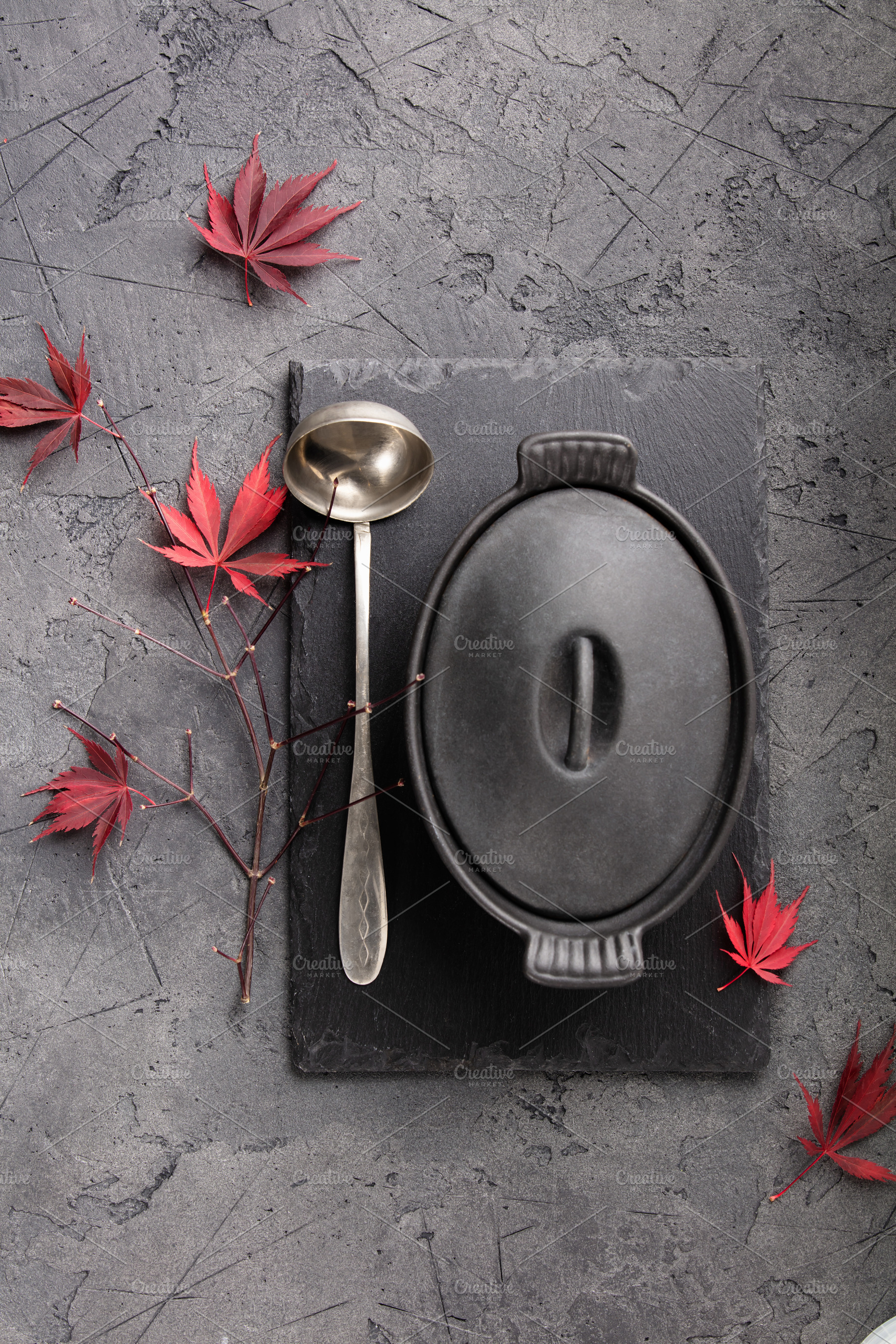Rustic Culinary Flat-Lay Collection with Vintage Silverware, Sea, a Food & Drink Photo by Natalia Klenova's Shop