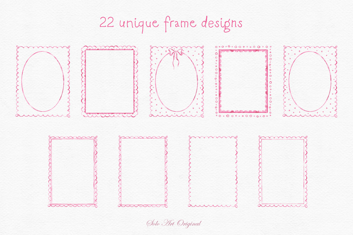 Watercolor Hand-Drawn Pink Frames, an Object Graphic by Solo Art Original (Photo 3 of 14)
