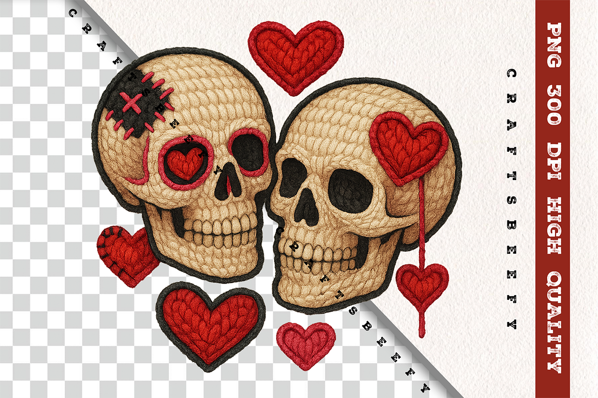 Faux Crochet Skulls PNG Spooky, an Object Illustration by Craftsbeefy (Photo 2 of 6)