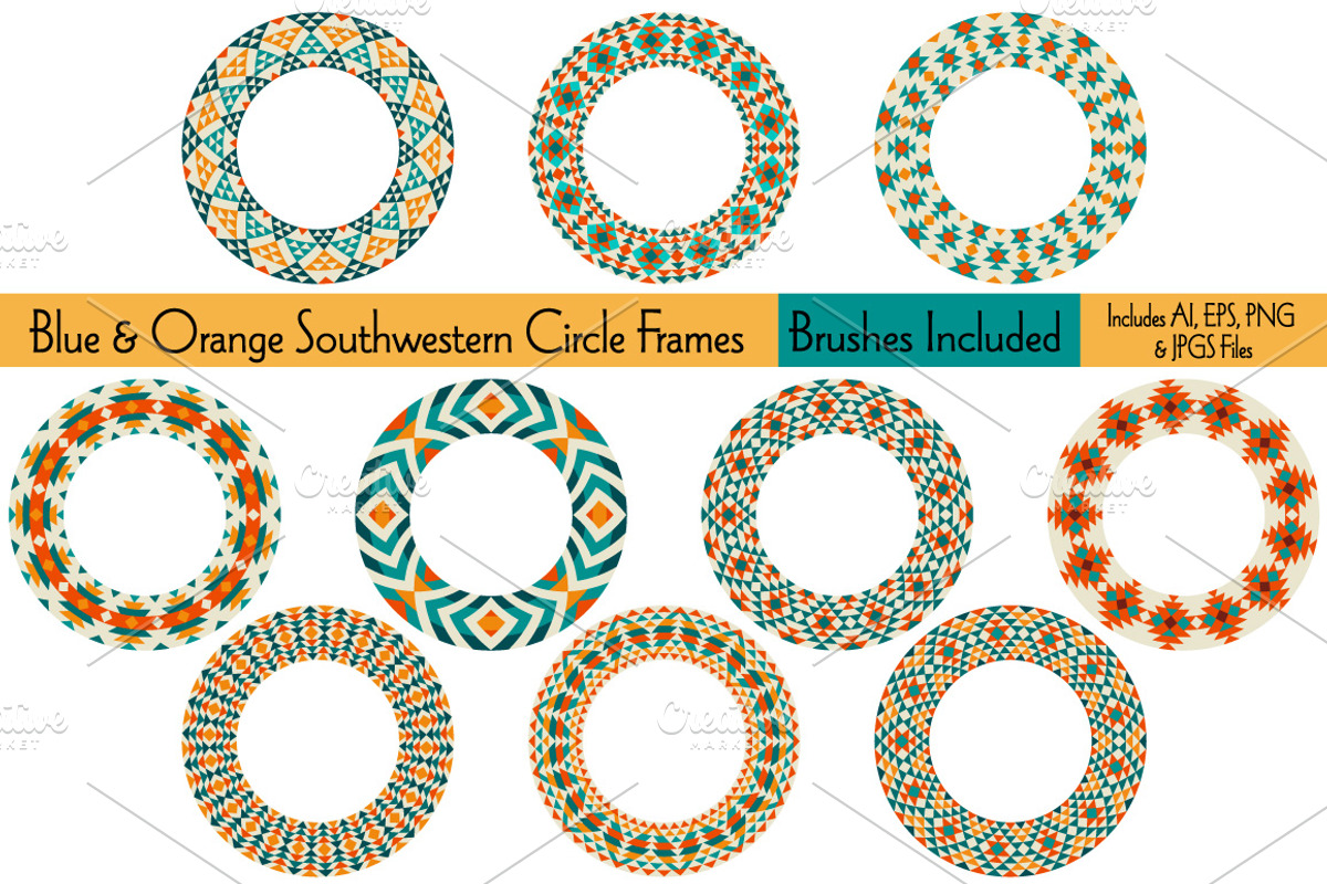 Blue Orange Southwestern Frames, a Pattern Graphic by Melissa Held Designs (Photo 1 of 3)
