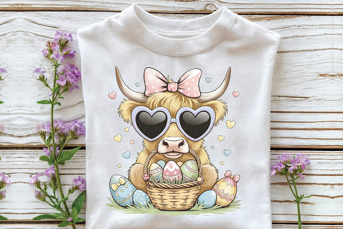 Easter Day Highland Cow PNG, Cute Co, an Illustration by DreamPrint404 (Photo 4 of 7)