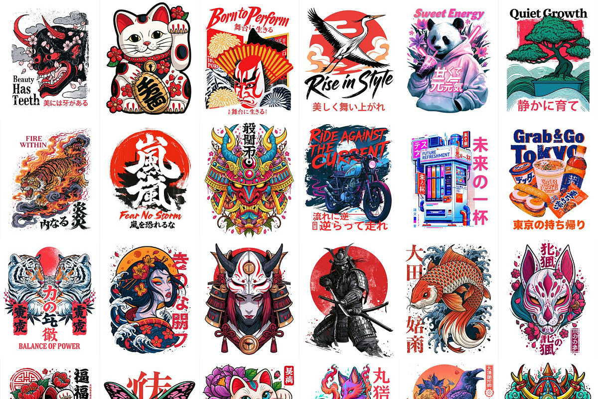 500+ Japanese Streetwear Sublimation, a Decorative Illustration by Selenique Studio (Photo 15 of 15)