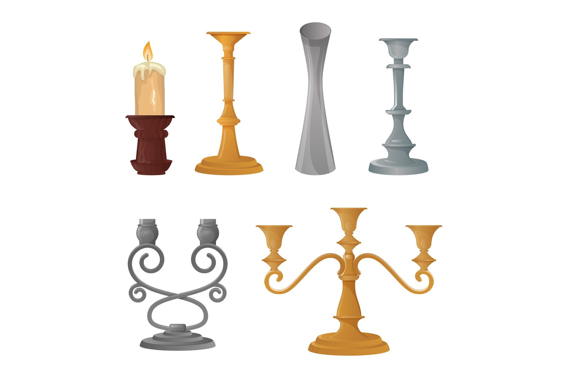 Candlestick vector candle lantern, an Object Graphic by KitVector