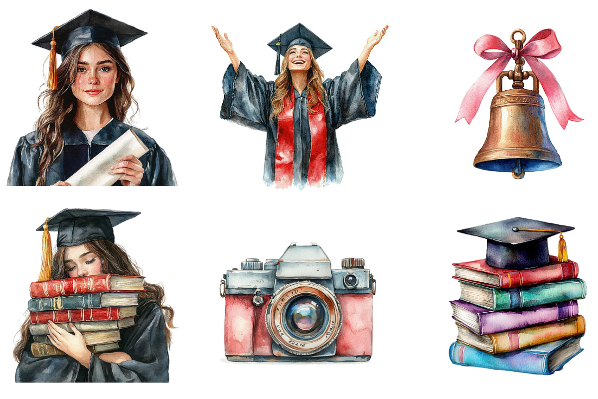 Graduation Watercolor PNG, an Illustration by SinaCreation (Photo 2 of 5)