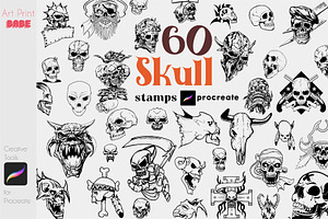 Procreate Skull Tattoo Stamps Brush