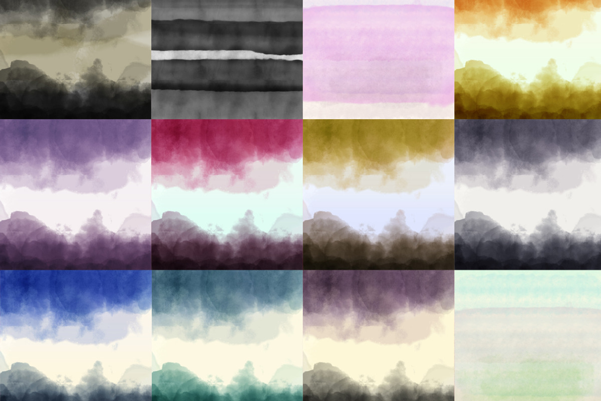 12 Watercolor Ombre Backgrounds, a Texture Graphic by Creativeqube Design (Photo 2 of 3)