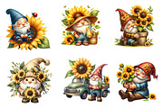 Watercolor Sunflower Gnomes Clipart, an Illustration by CreationArt (Thumbnail 2 of 5)