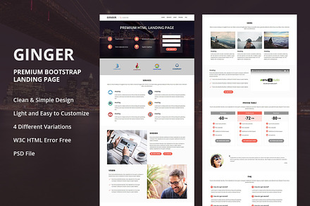 GINGER - Premium Html Landing Page, a Bootstrap Template by Pennyblack Templates