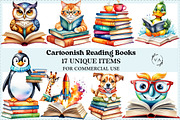 Cartoonish Reading Books Clipart, an Illustration by Craft Nest (Thumbnail 1 of 4)