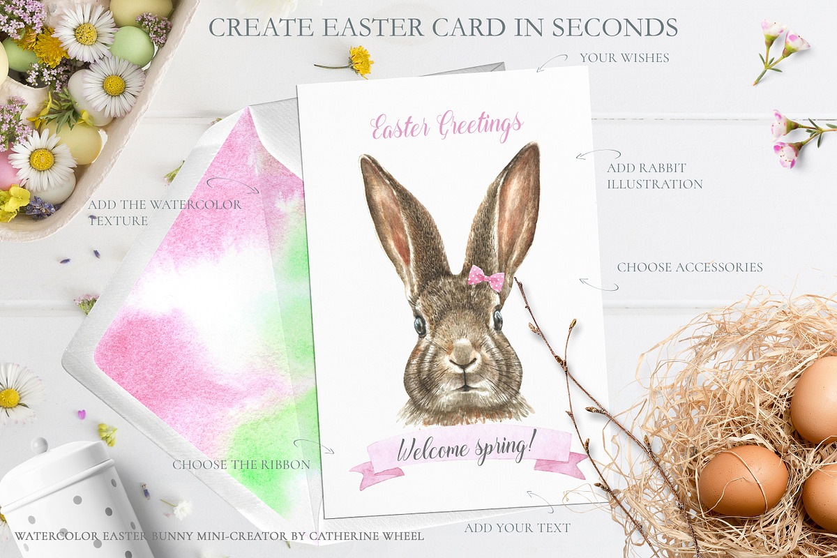 Watercolor Easter Bunny Creator, an Animal Illustration by Catherine Wheel (Photo 3 of 15)
