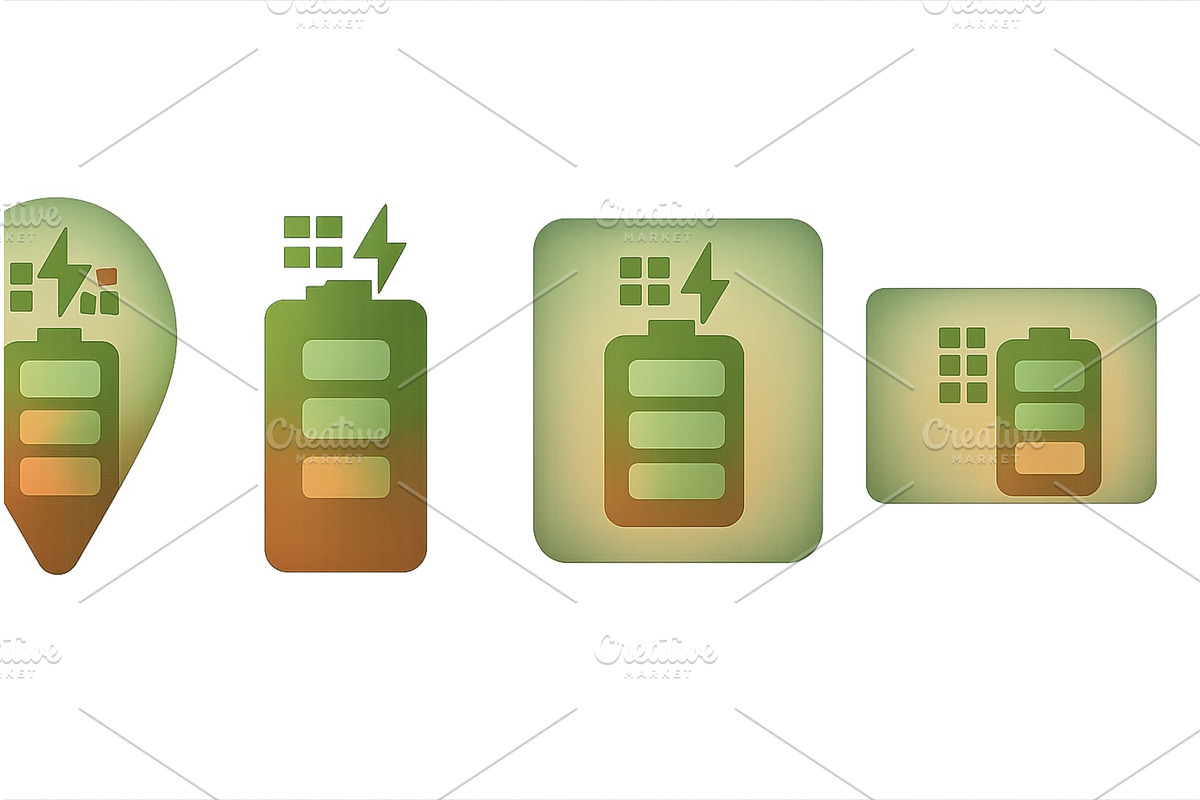 Battery icons in various styles, a Technology Illustration by ZinetroN