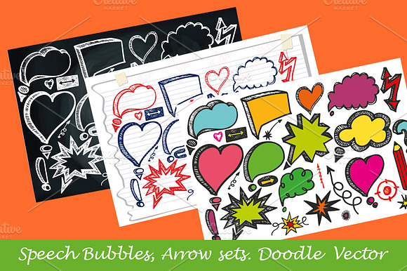Hand drawing Speech Bubbles,arrows preview 5