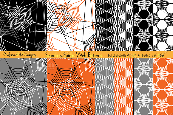 Seamless Spider Web Patterns preview 7