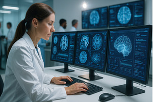 A female scientist studies brain, a Health & Medical Photo by Sergey Kotenev