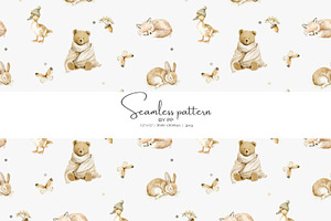 nursery woodland seamless pattern, a Pattern Graphic by Pink Studio Art
