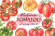 Watercolor Tomatoes, a Food Illustration by OlDm_Shop (Thumbnail 1 of 5)