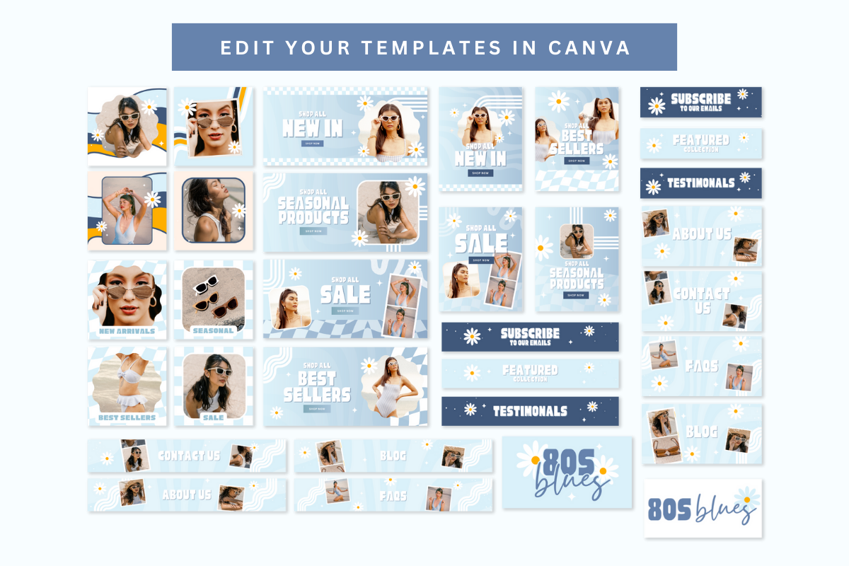 Blue Shopify Retro Website Banners, a Shopify Template by Template Twist Shop (Photo 2 of 5)
