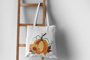 Autumn Pumpkins Sunflowers Clipart