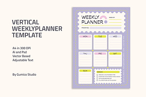 Vertical Weekly Planner Template, a Stationery Template by Gumico Studio.
