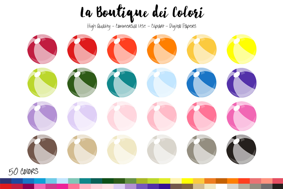 50 Rainbow Beach Ball Clip Art, an Illustration by La Boutique dei Colori