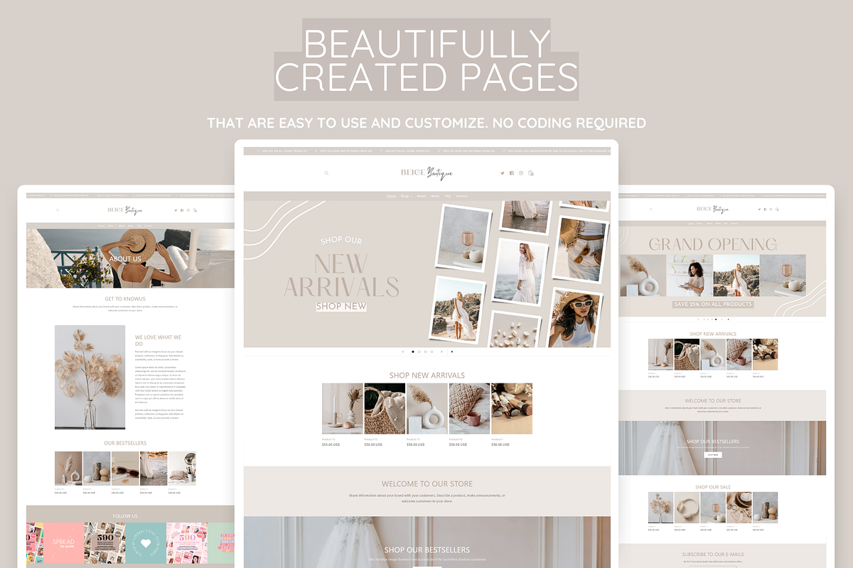 Light Beige Shopify Theme, a Shopify Template by SunshineStudioBoutique (Photo 5 of 9)