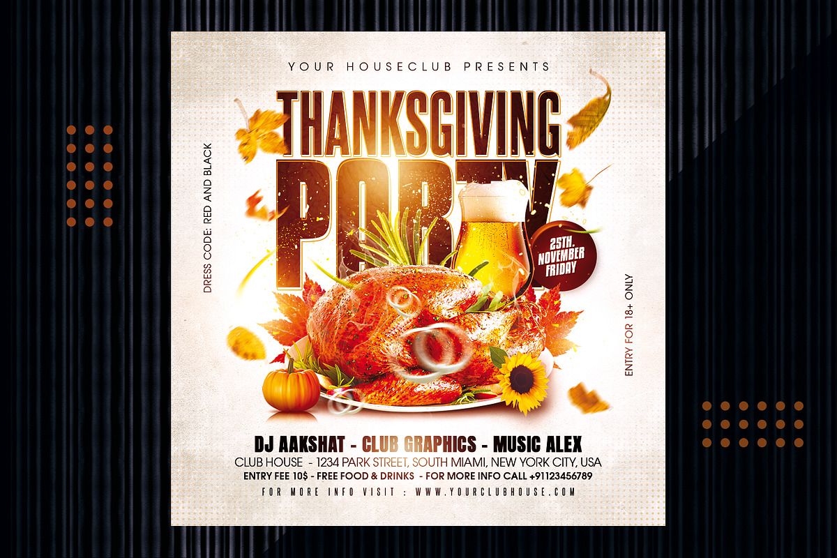 Thanksgiving Party Flyer, a Templates & Theme by MithilaCreation (Photo 3 of 6)