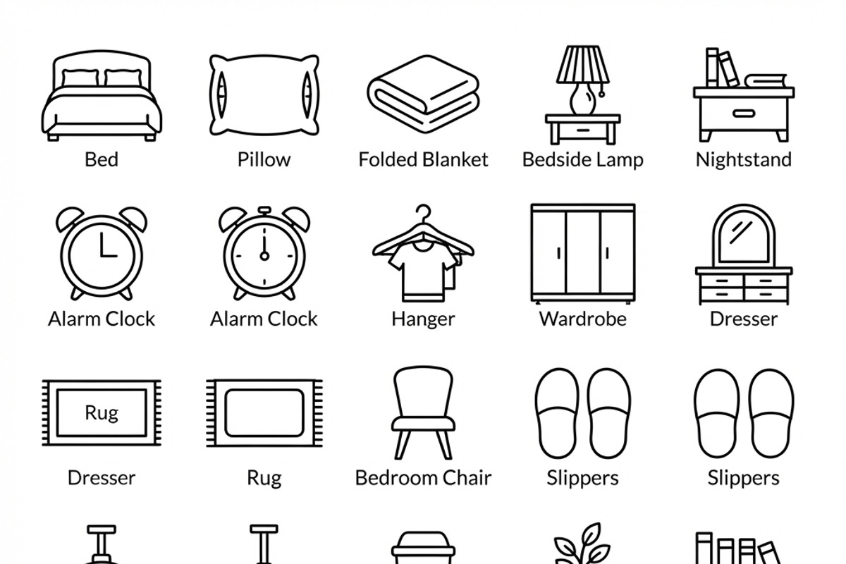 42 Minimal Bedroom Essentials Icons, an Outline Icon by adenpinkstore (Photo 1 of 12)