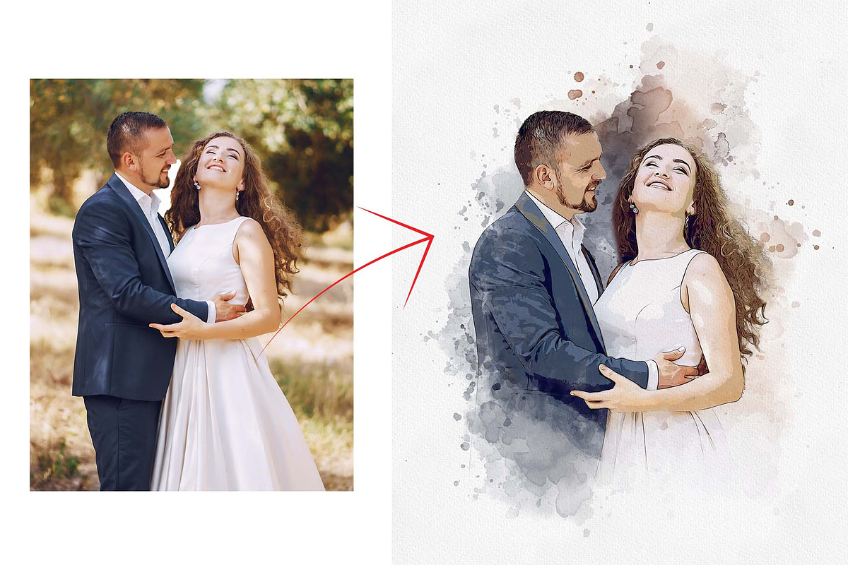 Wedding Watercolor Art Photo Effect, an Action Add-On by MRI STUDIO (Photo 7 of 22)
