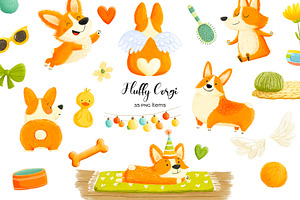 Watercolor cute corgi clipart, an Animal Illustration by Art and Funny