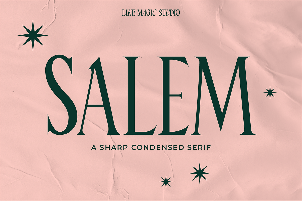 Salem - A Sharp Condensed Serif, a Serif Font by Like Magic Studio (Photo 1 of 8)