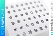 Snowflake Line Icons Set, an Outline Icon by Voysla's Shop (Thumbnail 1 of 4)