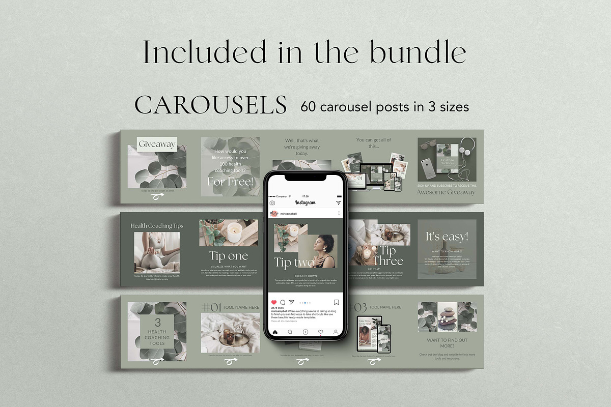 Health Coach Instagram Templates, a Templates & Theme by Miri Campbell (Photo 12 of 18)